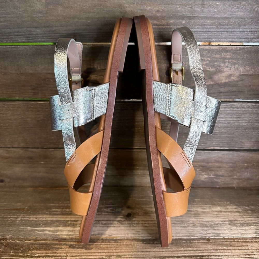 New Womens Cole Haan Fawn Brown Gold Leather Strappy Slingback Sandals Size‎ 7 B - Picture 4 of 6